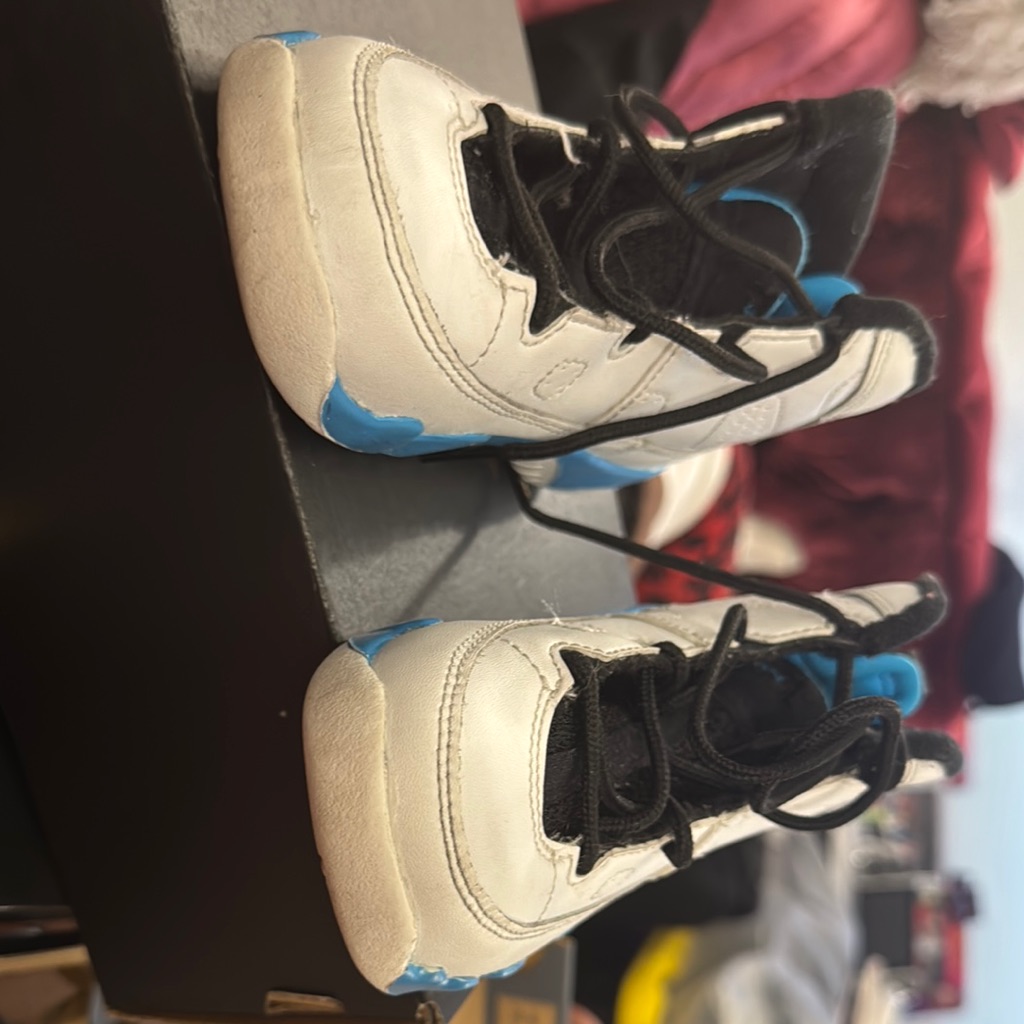 Kids White And Blue Sneakers